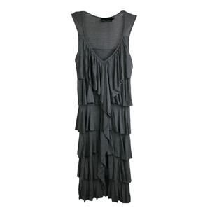 Cynthia Rowley Dress Womens Size Small Gray Ruffle Mid‎ Length Close Back